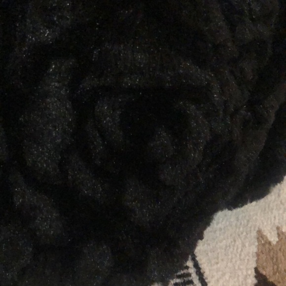 Betsy Johnson loversVintagefaux  fur-like vest embossed w black shimmery roses. - Picture 2 of 10